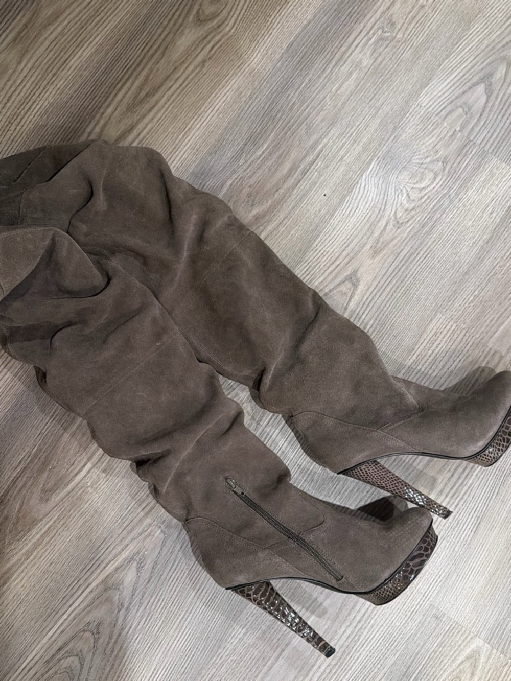 Bakers Brown Suede Over-the-Knee Heeled Boots